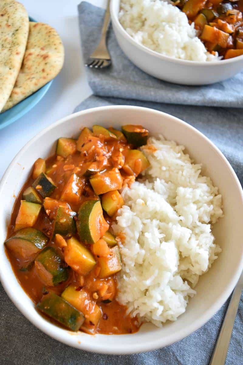 Zucchini and Chickpeas in Curry Spices